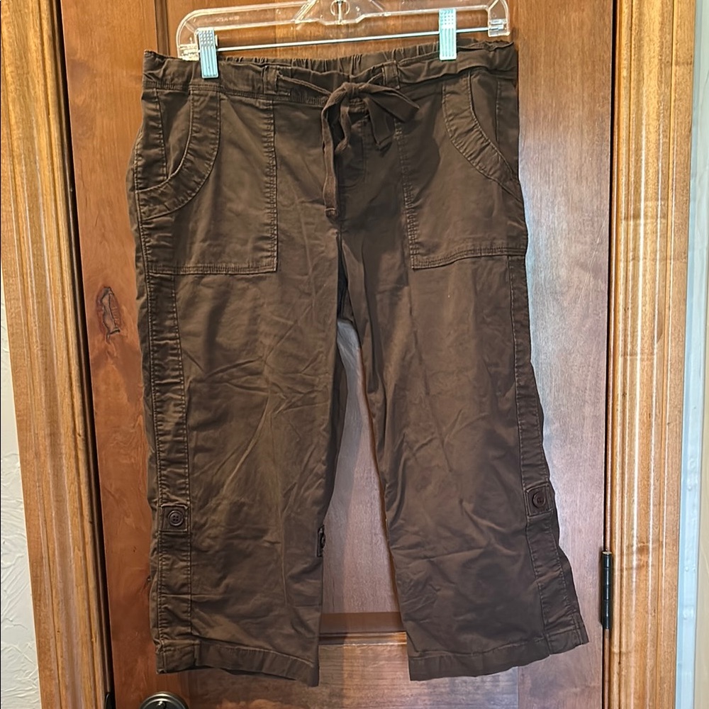 Brown Cropped Maternity Cargo Pants